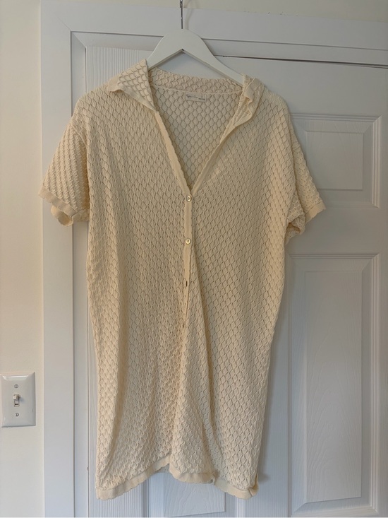 Rylee + Cru Other - Rylee + Cru Ivory Knit Short-Sleeve Button-Up Top